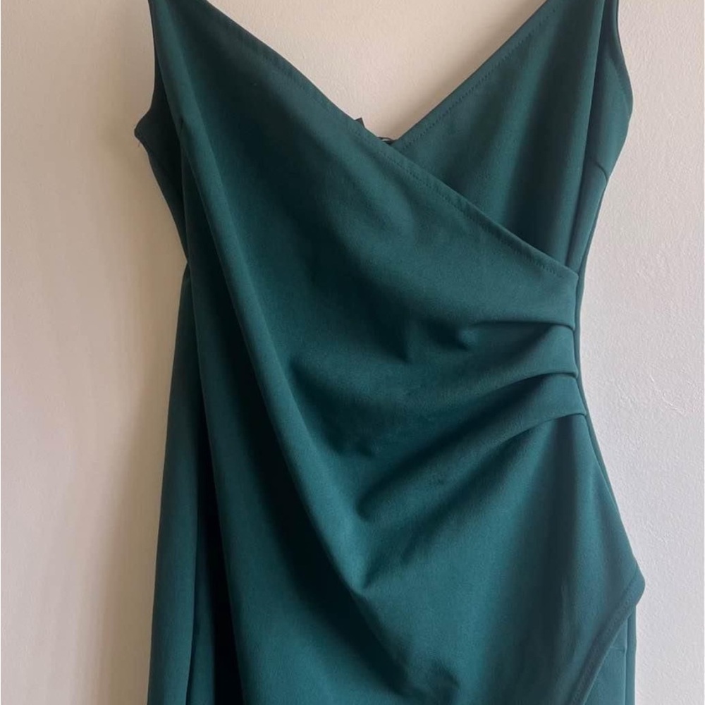Lulu's Green Ruched Wrap Sheath Dress